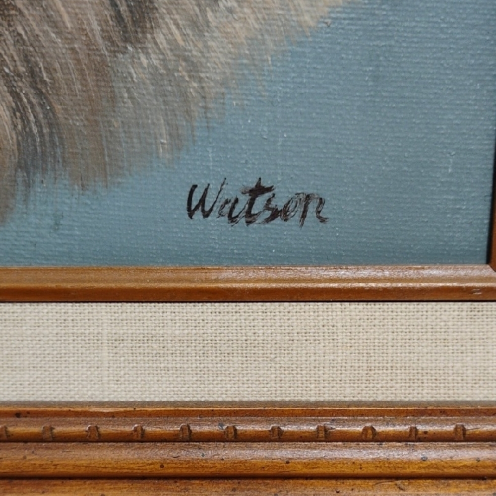 Vtg Oil Painting On Canvas Featuring Bengal Tiger Portrait Signed By "Watson" - Picture 2 of 9